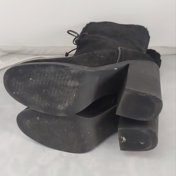 Black  Suade Ugg Lace up Boots - Picture 4 of 5